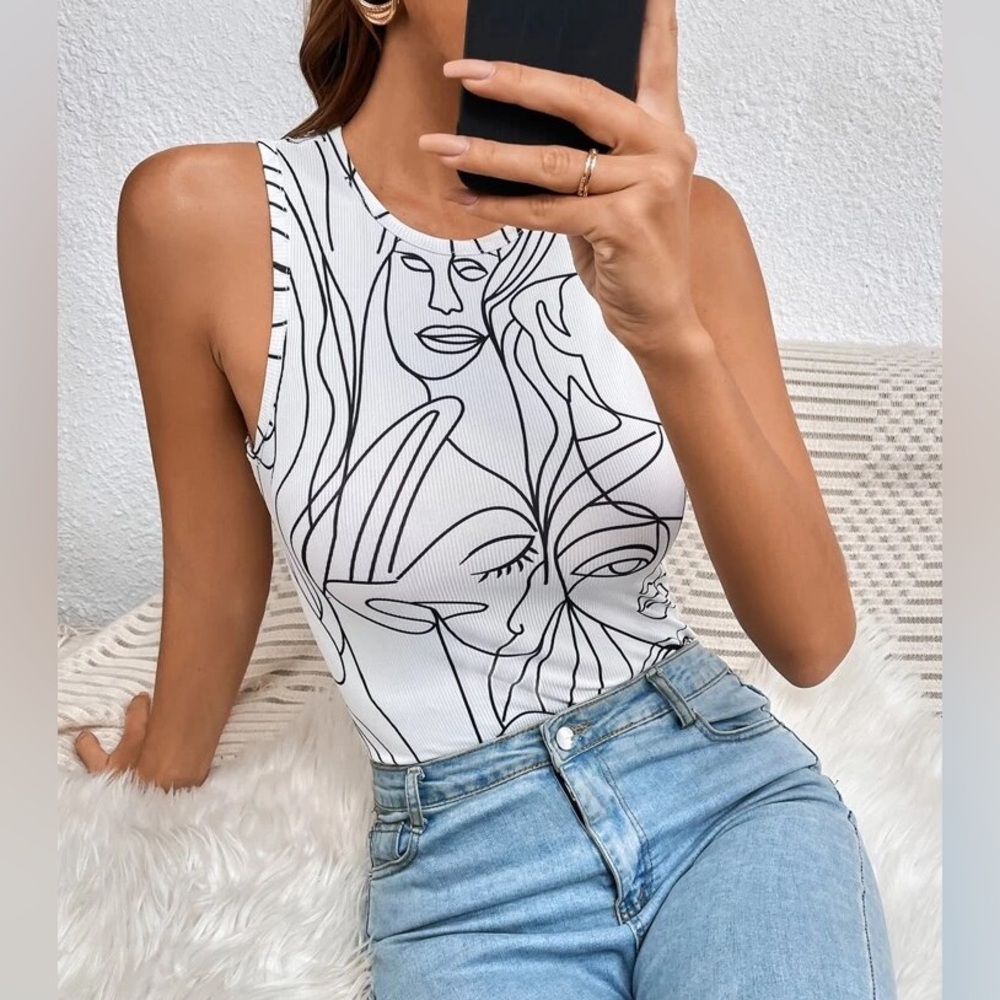 🎉HP🎉 Abstract Drawn Figure Bodysuit